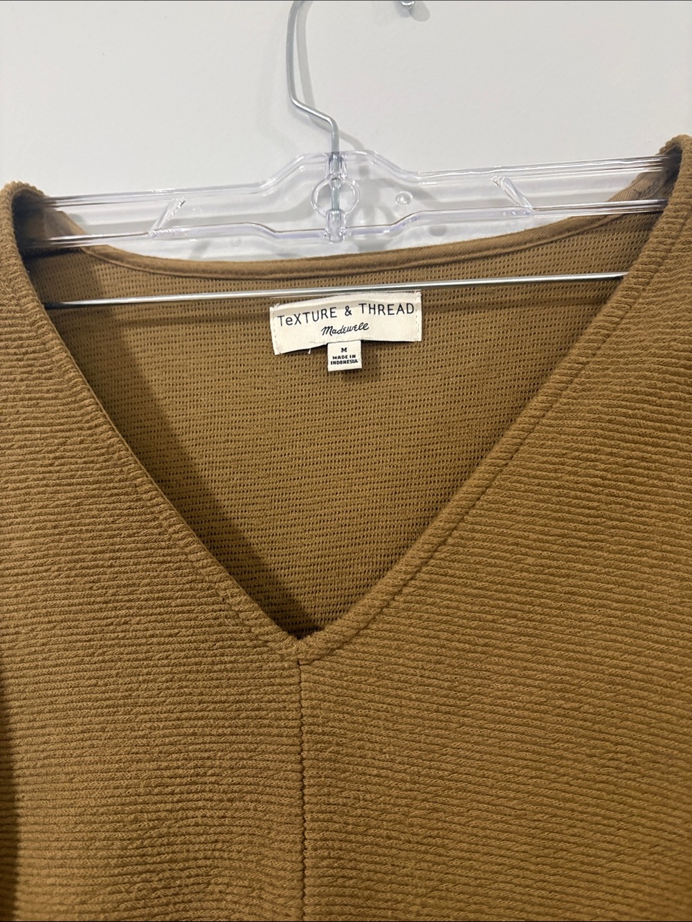 MADWELL TEXTURE & THREAD OLIVE BROWN V - NECK TIE FRONT 100% COTTON SiZE M - Picture 5 of 9
